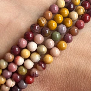 Jaspis Mookait, 4,5-5 mm, šňůra 38 cm (cca 85 korálků)