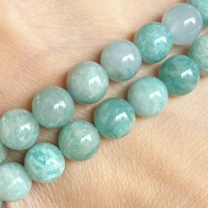 Amazonit, kvalita A, 8 mm, balení 5 ks