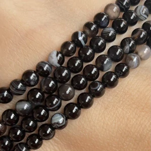 Achát černý, 4 mm, balení 5 ks