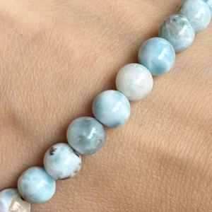 Larimar, 7 mm, půlšňůra 19 cm (cca 29 korálků)