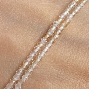 Citrín pálený, 2 mm, fasetovaný, půlšňůra 18 cm (cca 90 korálků)