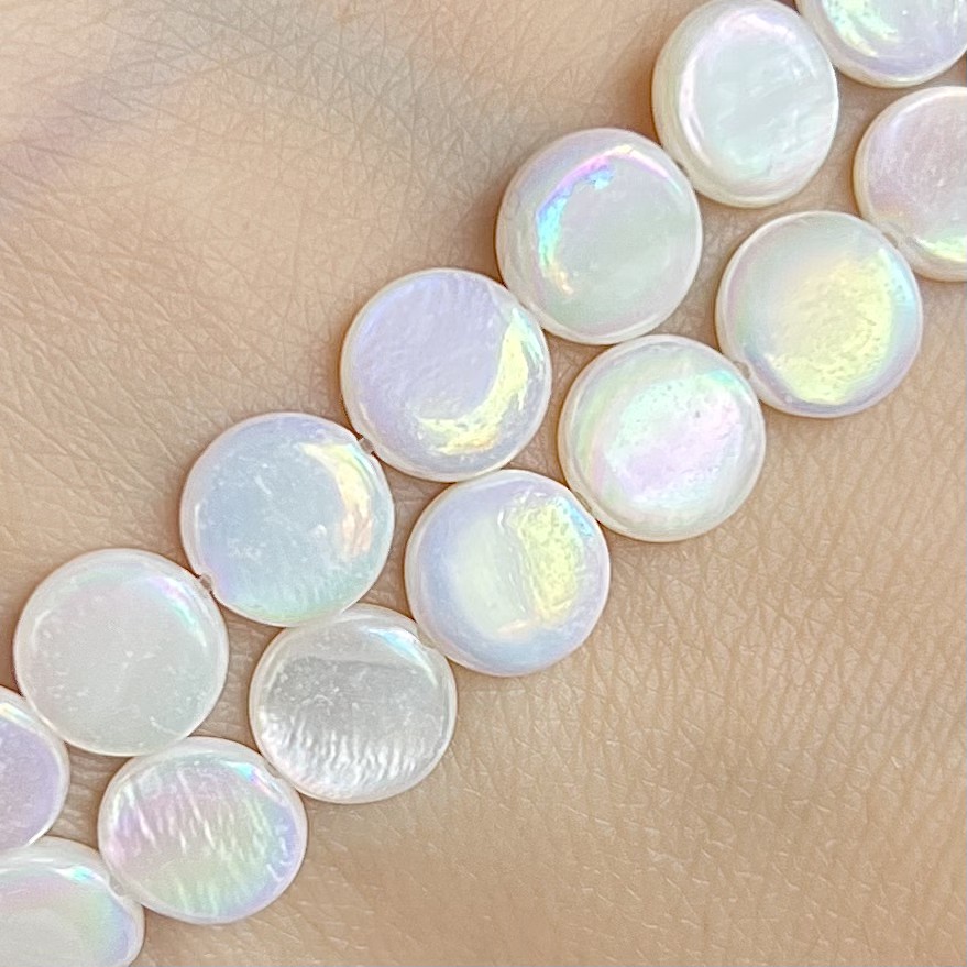 Penízky z mušloviny, 8x3 mm, balení 5 ks