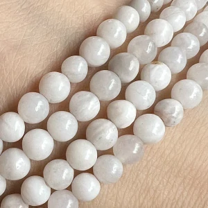 Bílý krajkový achát, kvalita B, 4,5-5 mm, balení 5 ks