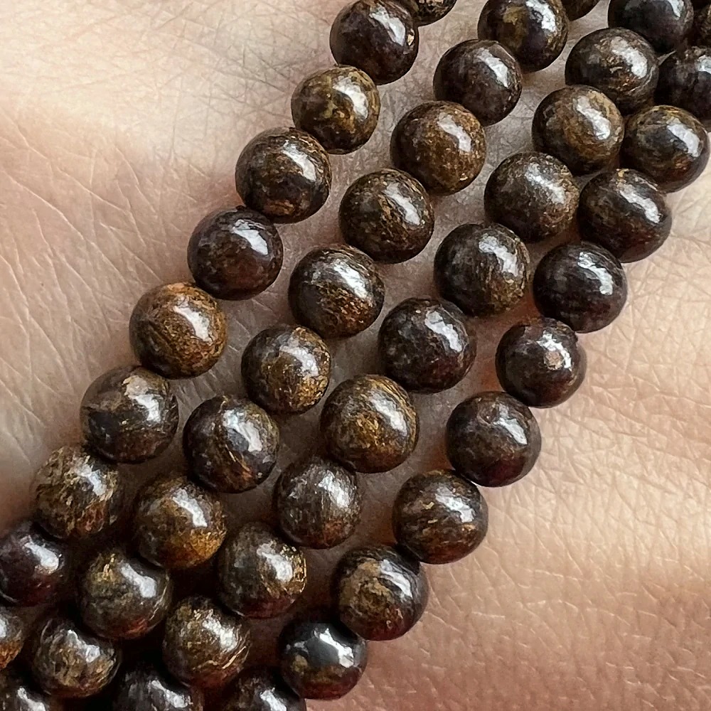 Bronzit, 4,5-5 mm, šňůra 38 cm (cca 84 korálků)