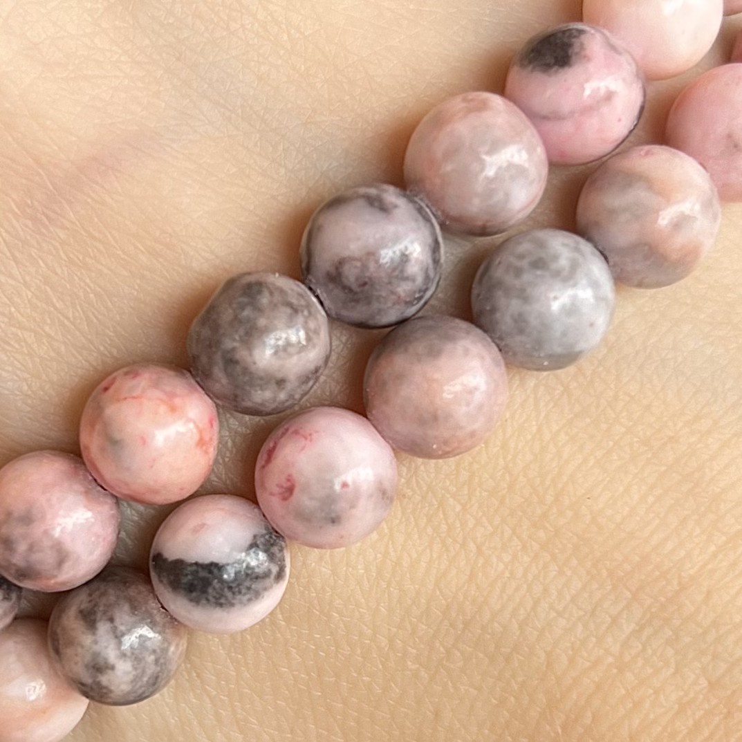 Jaspis zebra růžový, 8 mm, balení 5 ks