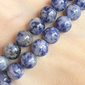 Jaspis modrý skvrnitý, kvalita B, 8 mm, šňůra 38 cm (cca 46 korálků)