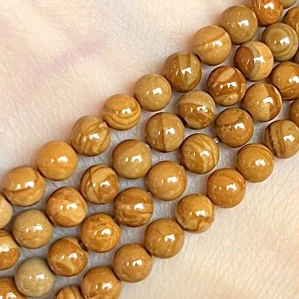 Zkamenělé dřevo, 4,5-5 mm, šňůra 38 cm (cca 85 korálků)