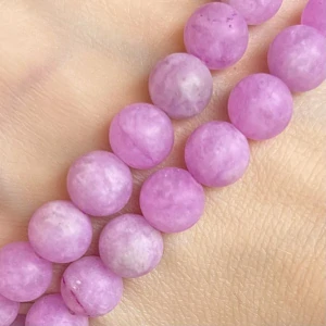 Jadeit fialový barvený, matný, 8 mm, šňůra 38 cm (cca 46 korálků)