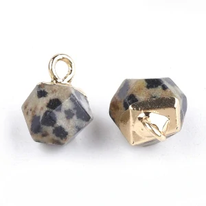 Jaspis dalmatin přívěsek pokovený, 11x8 mm