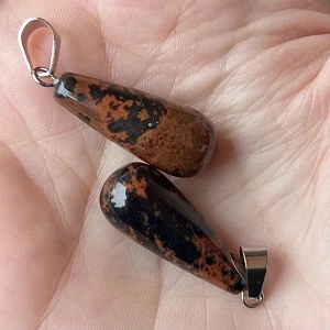 Přívěsek kapka - obsidián mahagonový, 28x10 mm