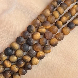 Tygří oko matné, kvalita A, 4-4,5 mm, balení 5 ks