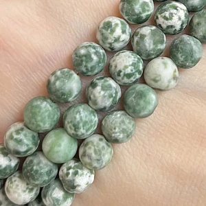 Jaspis zelený skvrnitý matný, kvalita B, 6,5-7 mm, balení 5 ks