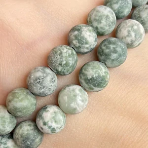 Jaspis zelený skvrnitý matný, kvalita B, 8 mm, balení 5 ks