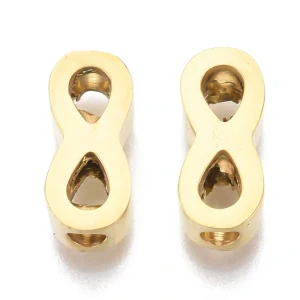 304 Nerezové Nekonečno, zlaté, 10x4 mm