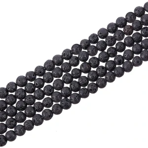 Láva, 4-5 mm, šňůra 38 cm (cca 94 korálků)