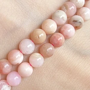 Opál růžový s inkluzemi, 6-7 mm, balení 5 ks