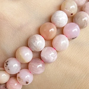 Opál růžový s inkluzemi, 8-9 mm, balení 5 ks