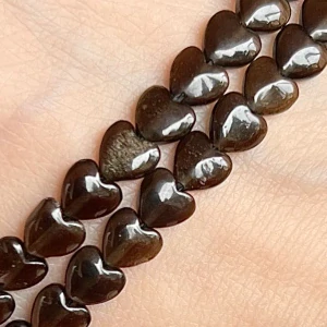 Obsidián zlatý srdce, cca 6 mm, balení 5 ks