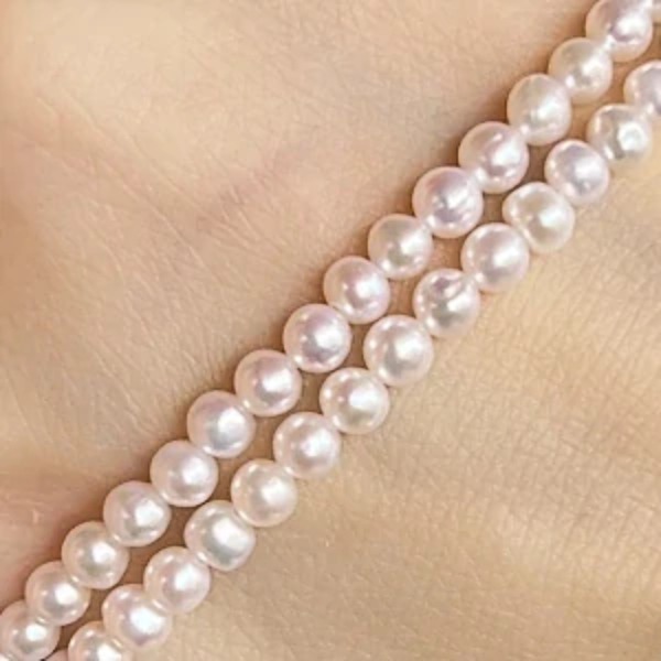 Říční perly, 4x3-3.5mm, šňůra 35 cm 