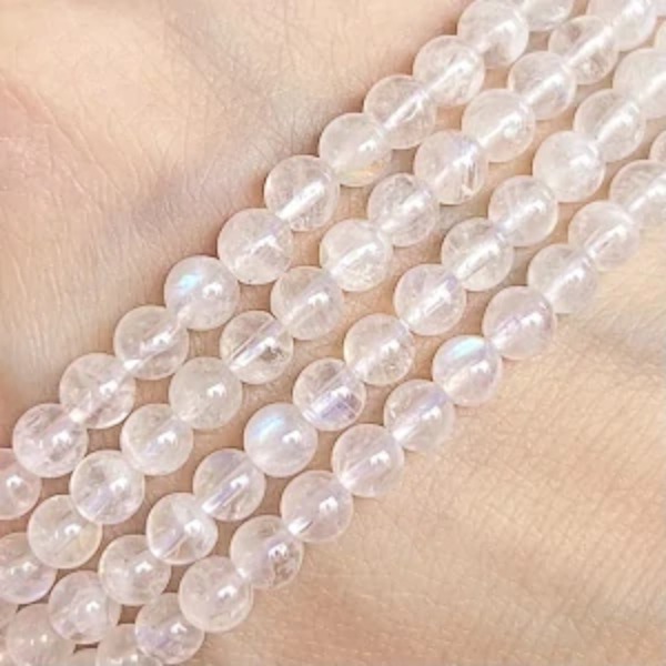 Měsíční kámen, kvalita AA, 4-4,5 mm, půlšňůra 19 cm 