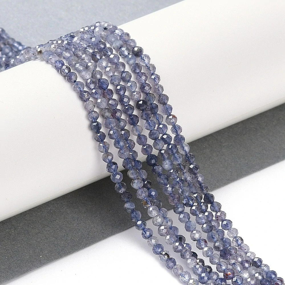 Iolit fasetovaný, 3 mm, šňůra 38 cm