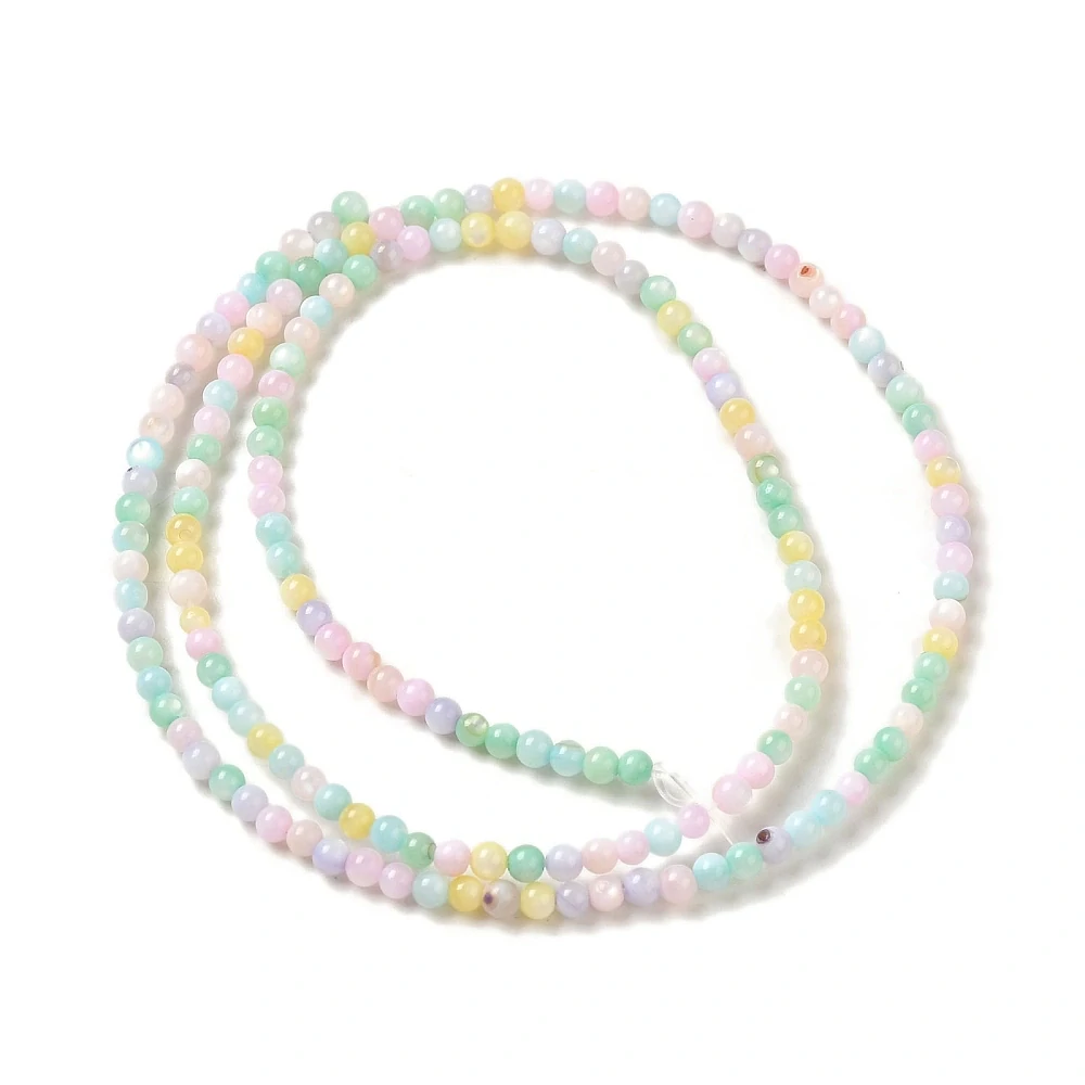 Korálky z mušloviny - jarní mix, 2,5-3 mm, šňůra 38 cm 
