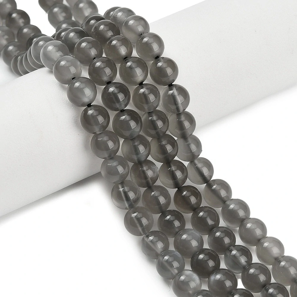 Měsíční kámen šedý, kvalita A, 6 mm, půlšňůra 19 cm (cca 32 korálků)