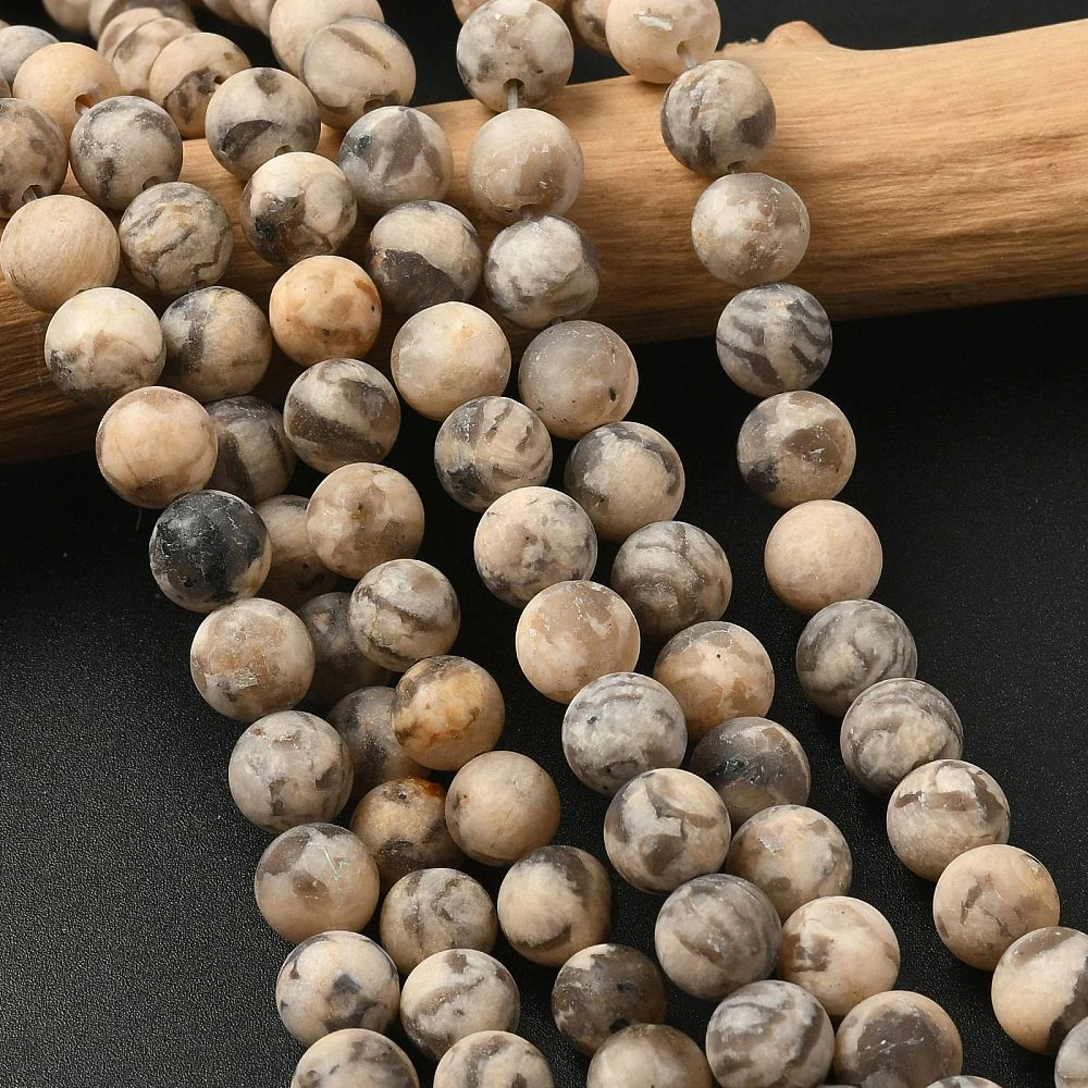 Živec matný, 8 mm, šňůra 38 cm (cca 46 korálků)