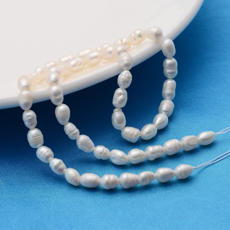 Říční perly, 5,5-7 mm, půlšňůra 18 cm