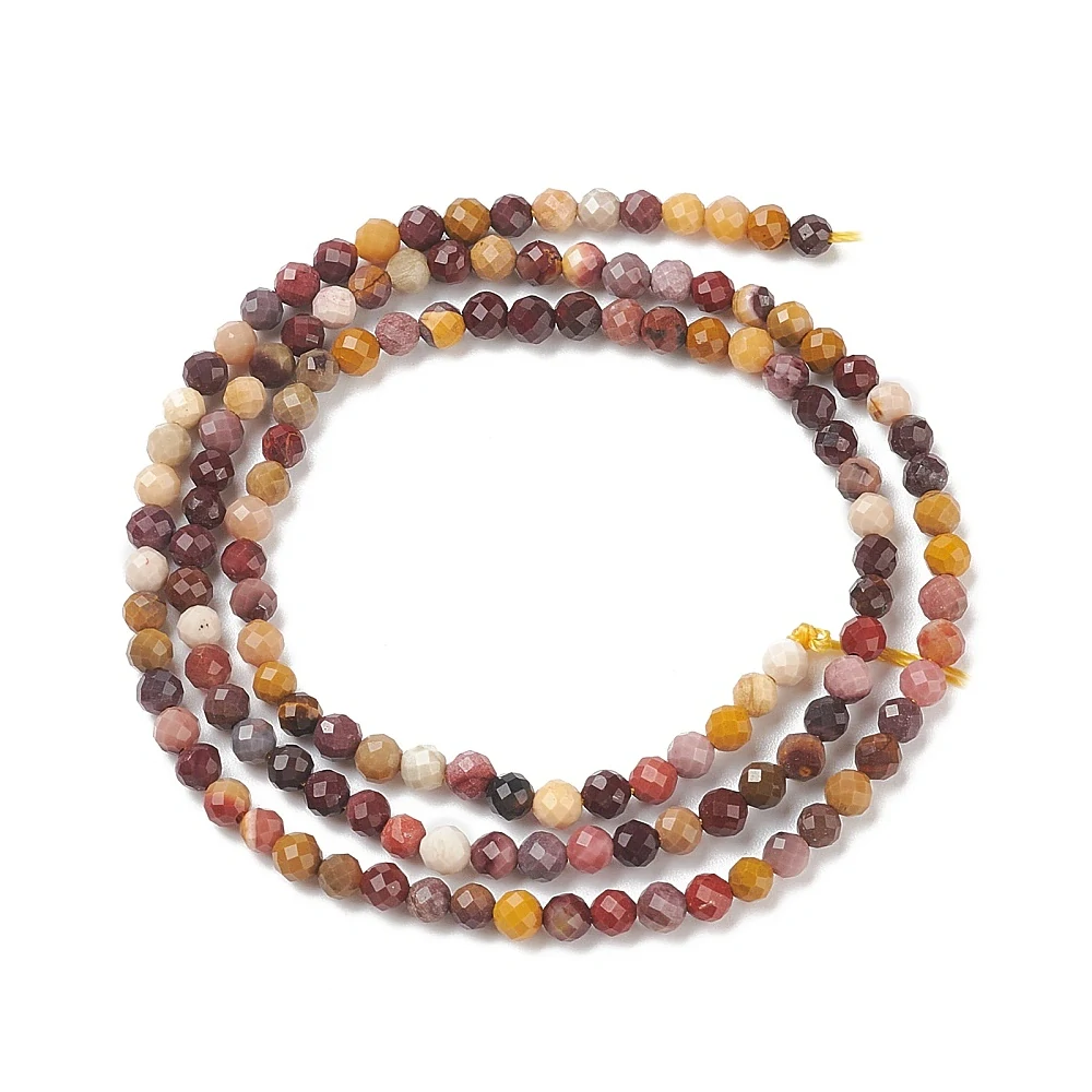 Jaspis Mookait, fasetovaný, 3 mm, šňůra 38 cm (cca 130 korálků)