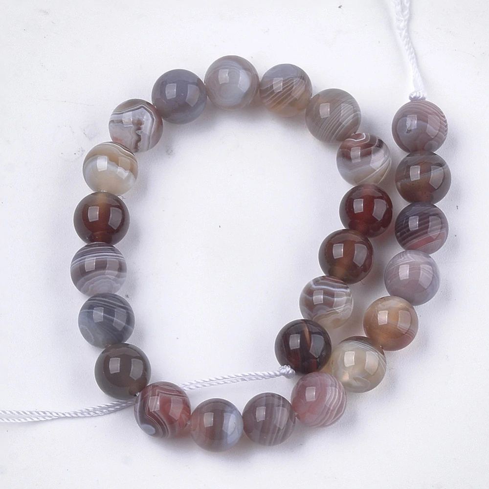 Achát botswanský, 8 mm, půlšňůra 19 cm (cca 23 korálků)