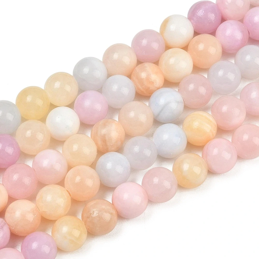 Jadeit - jarní mix, 8-8,5 mm, šňůra 38 cm (cca 46 korálků)