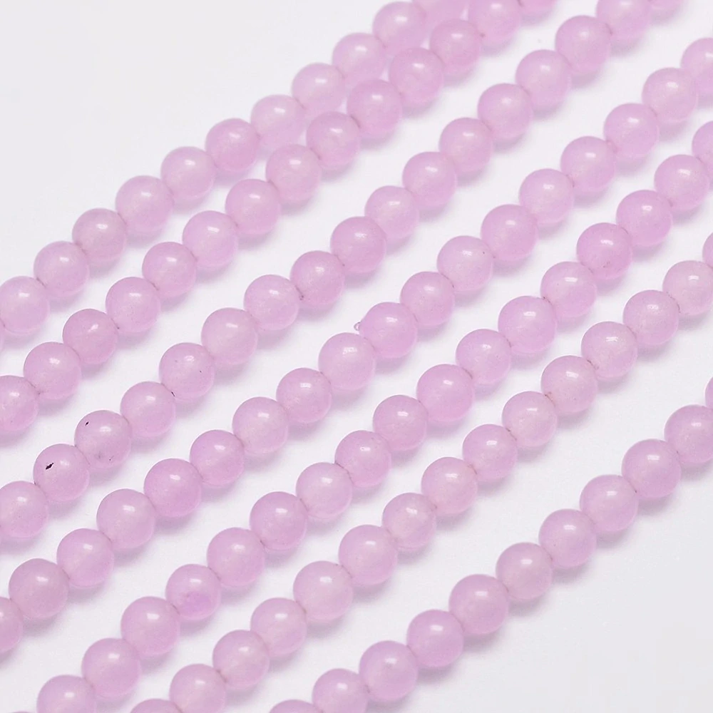 Jadeit levandulový, 4-4,5 mm, šňůra 38 cm (cca 92 korálků)