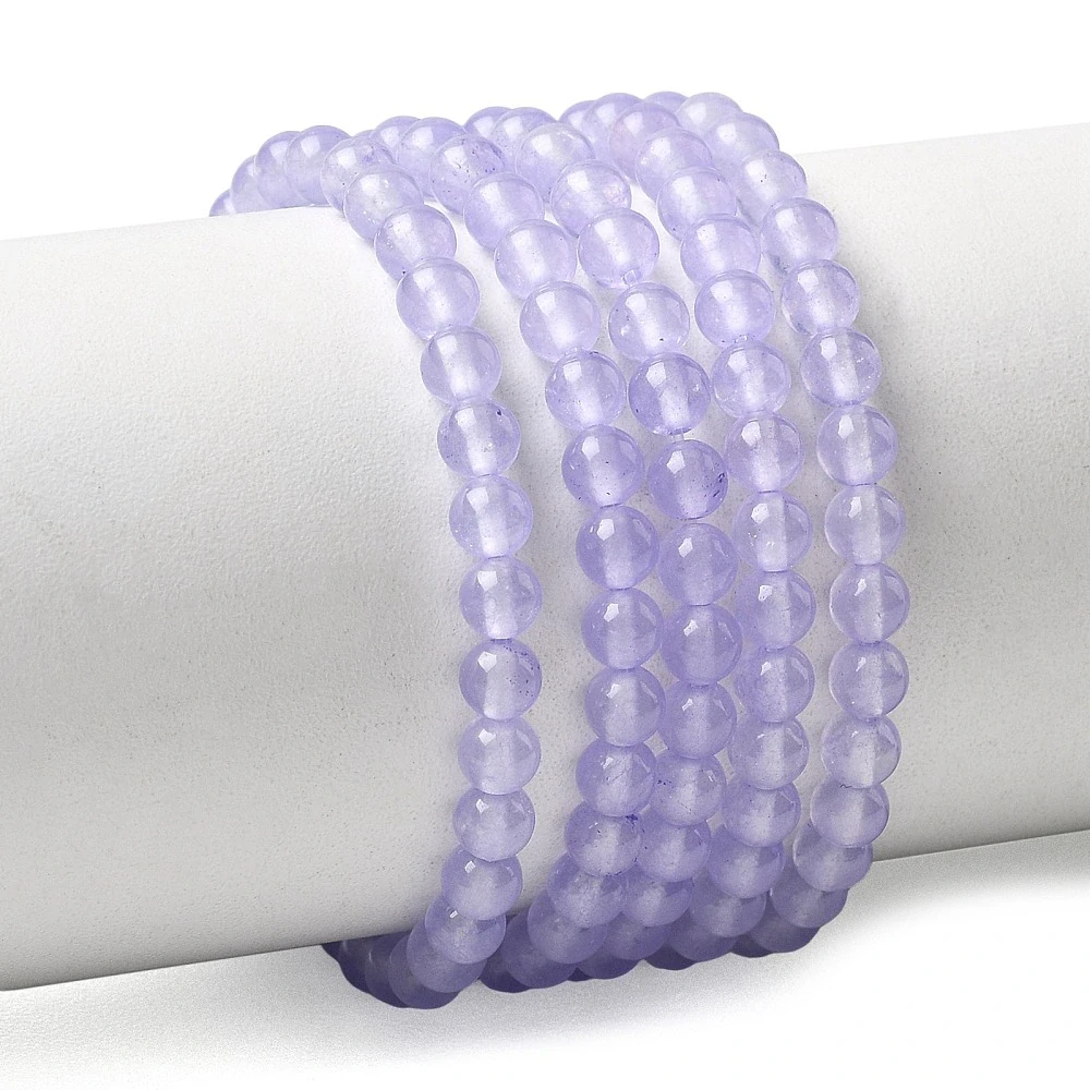 Jadeit světle fialový, 4-4,5 mm, šňůra 38 cm (cca 92 korálků)