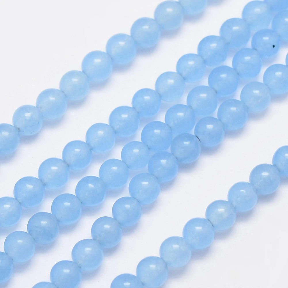 Jadeit světle modrý, 4-4,5 mm, šňůra 38 cm (cca 48 korálků)