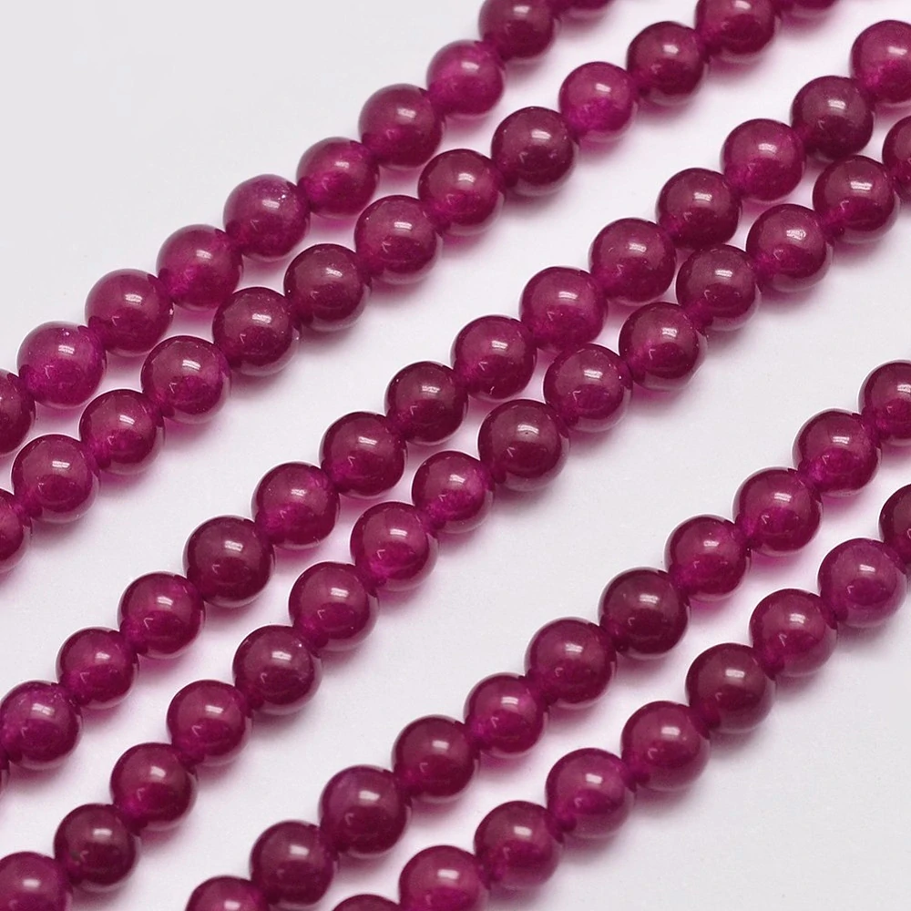Jadeit tmavě růžový, 4-4,5 mm, šňůra 38 cm (cca 92 korálků)