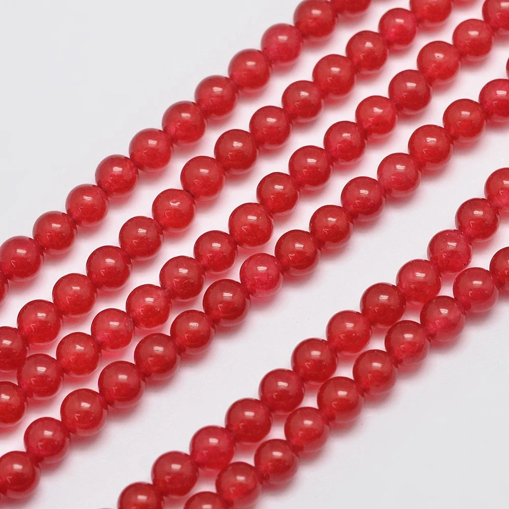 Jadeit červený, 4-4,5 mm, šňůra 38 cm (cca 92 korálků)