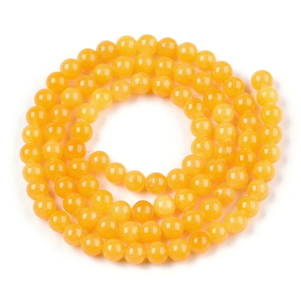 Jadeit tmavě žlutý, 4-4,5 mm, šňůra 38 cm (cca 92 korálků)