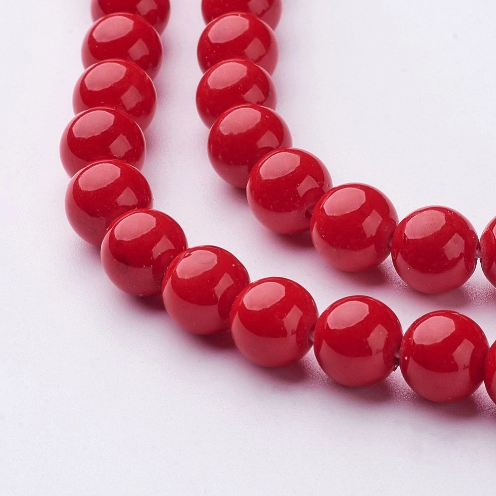Jadeit červený, 8 mm, šňůra 38 cm (cca 50 korálků)