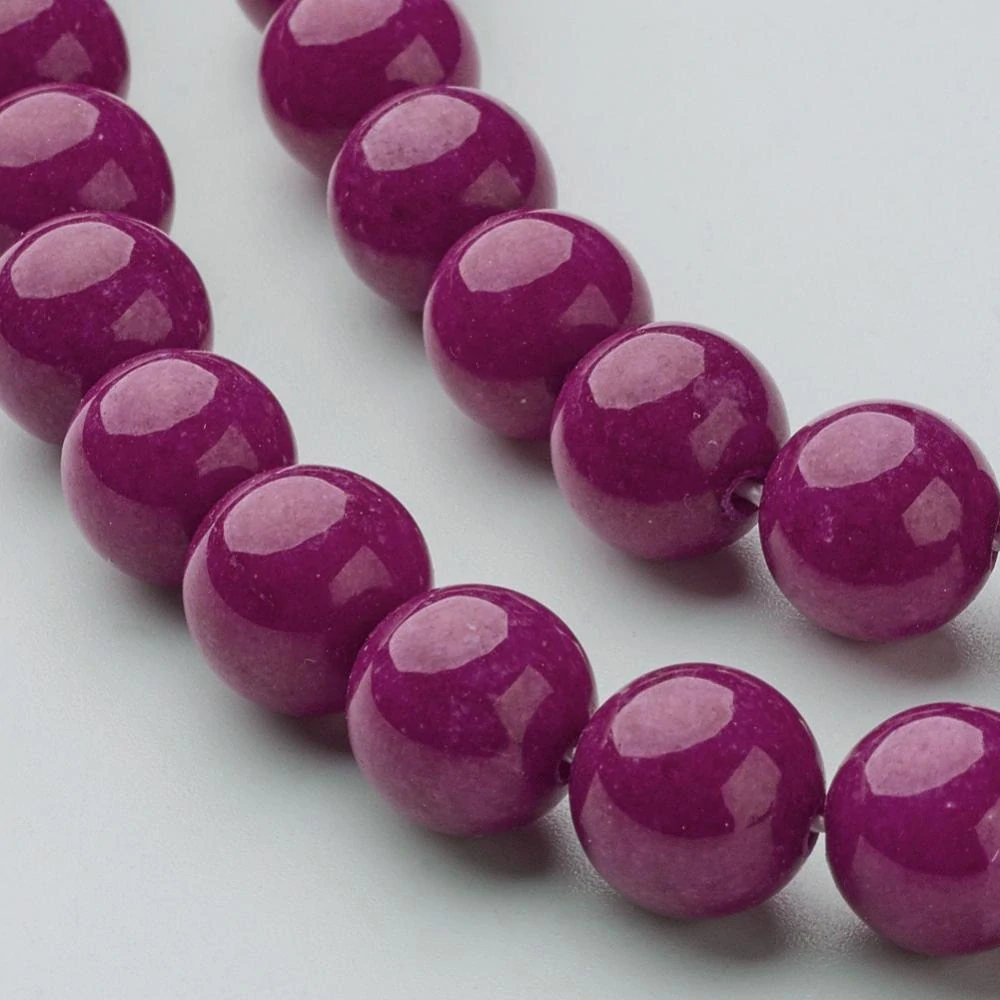 Jadeit tmavě růžový barvený, 8 mm, šňůra 38 cm (cca 46 korálků)