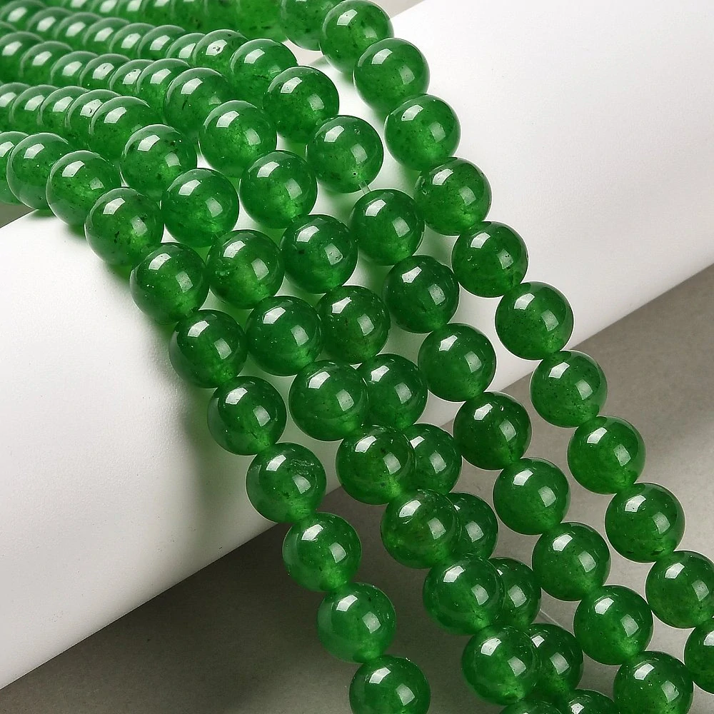 Jadeit zelený, 8 mm, šňůra 38 cm (cca 46 korálků)