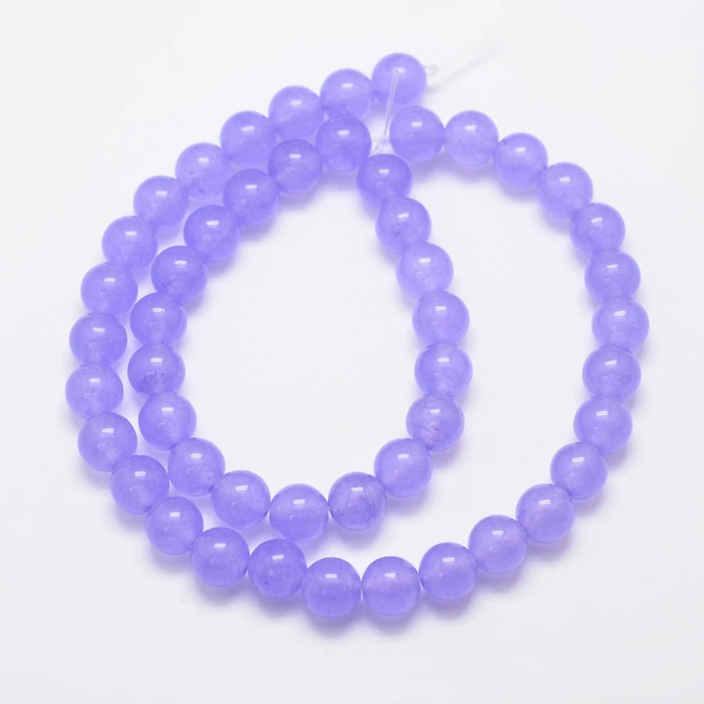 Jadeit tmavě fialový, 8 mm, šňůra 38 cm (cca 46 korálků)