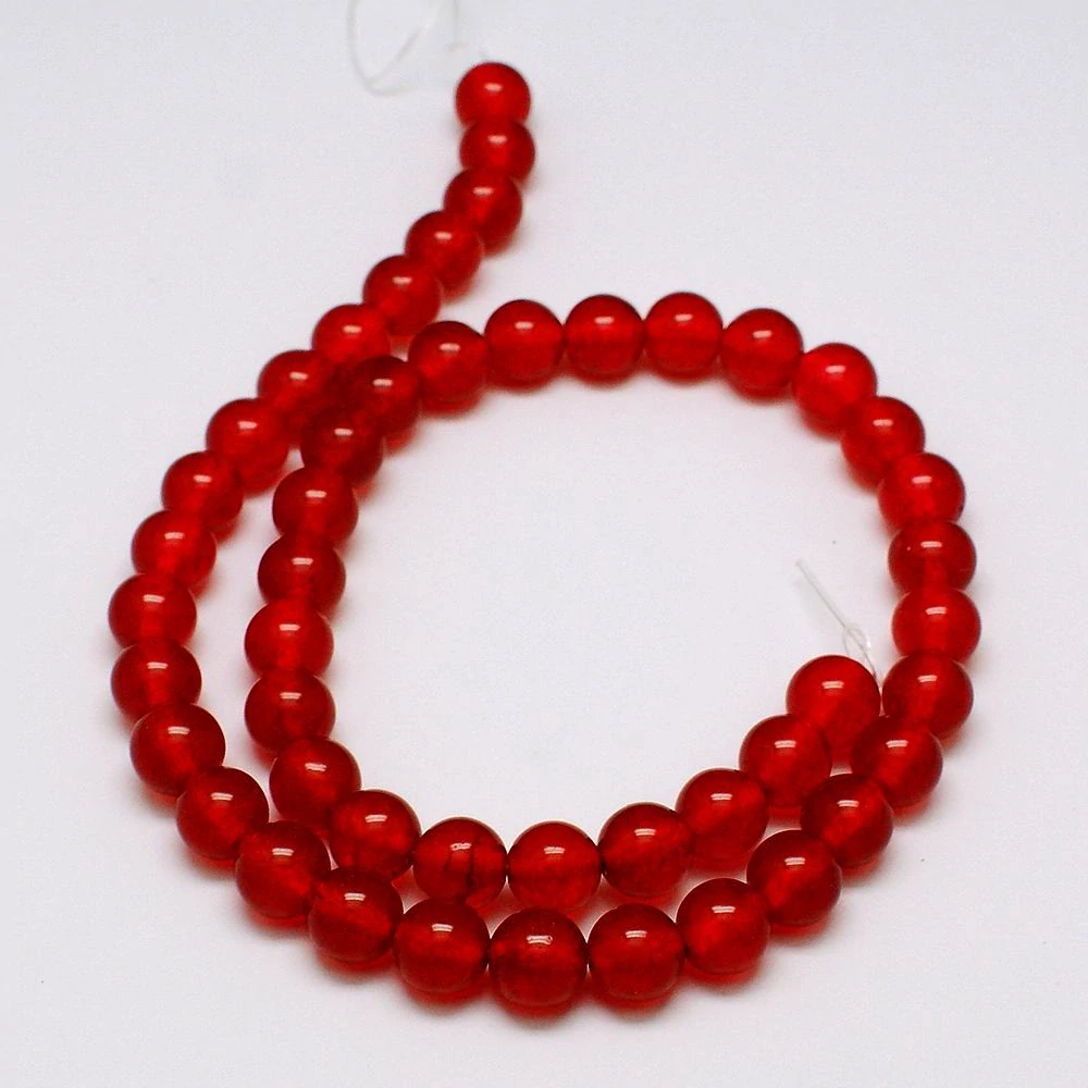 Jadeit červený, 8 mm, šňůra 38 cm (cca 50 korálků)