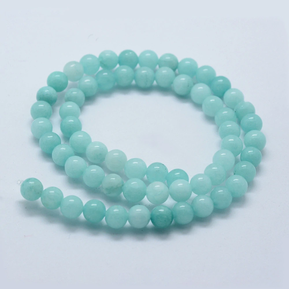 Jadeit tyrkysový barvený, 8 mm, šňůra 38 cm (cca 46 korálků)