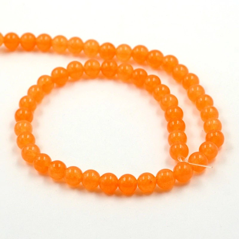 Jadeit oranžový, 8 mm, šňůra 38 cm (cca 46 korálků)