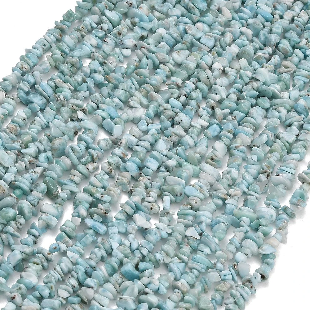 Larimar zlomky, 5-11 mm, šňůra 38 cm