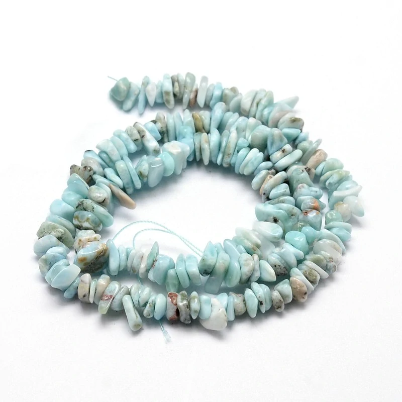 Larimar zlomky, 5-14 mm, šňůra 38 cm