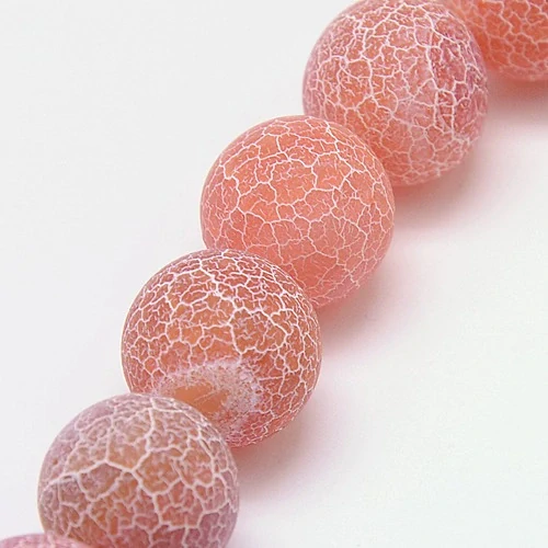 Achát ledový oranžový, 8 mm, šňůra 38 cm (cca 46 korálků)