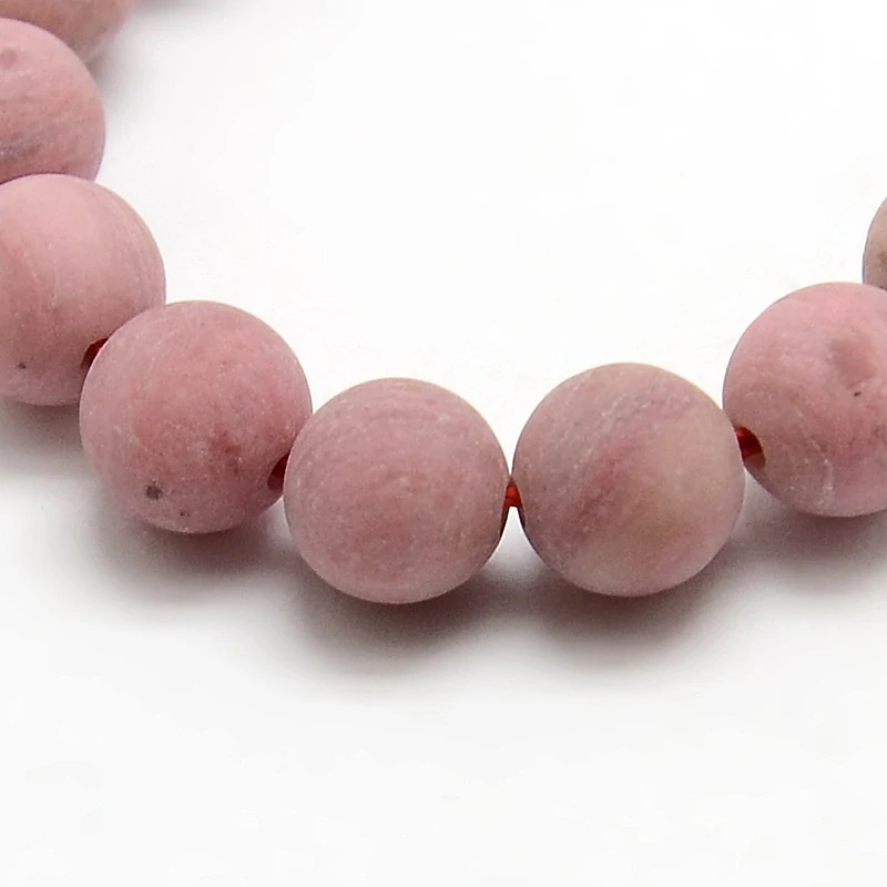 Rodonit matný, 6 mm, šňůra 38 cm (cca 60 korálků)