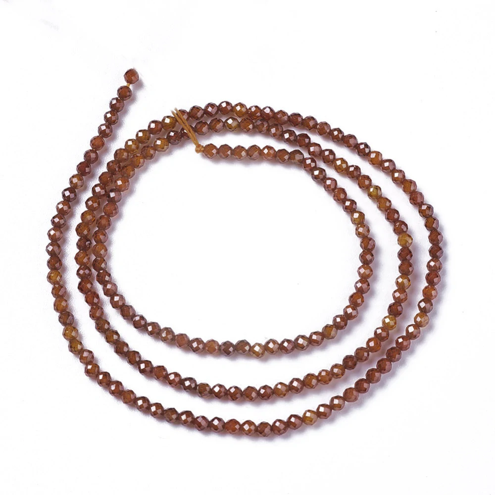 Kubické zirkony tmavě oranžové, 3 mm, šňůra 37 cm